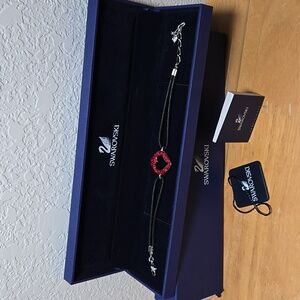 SWAROVSKI Red Open Heart Pave Crystal Rhodium Bracelet NIB